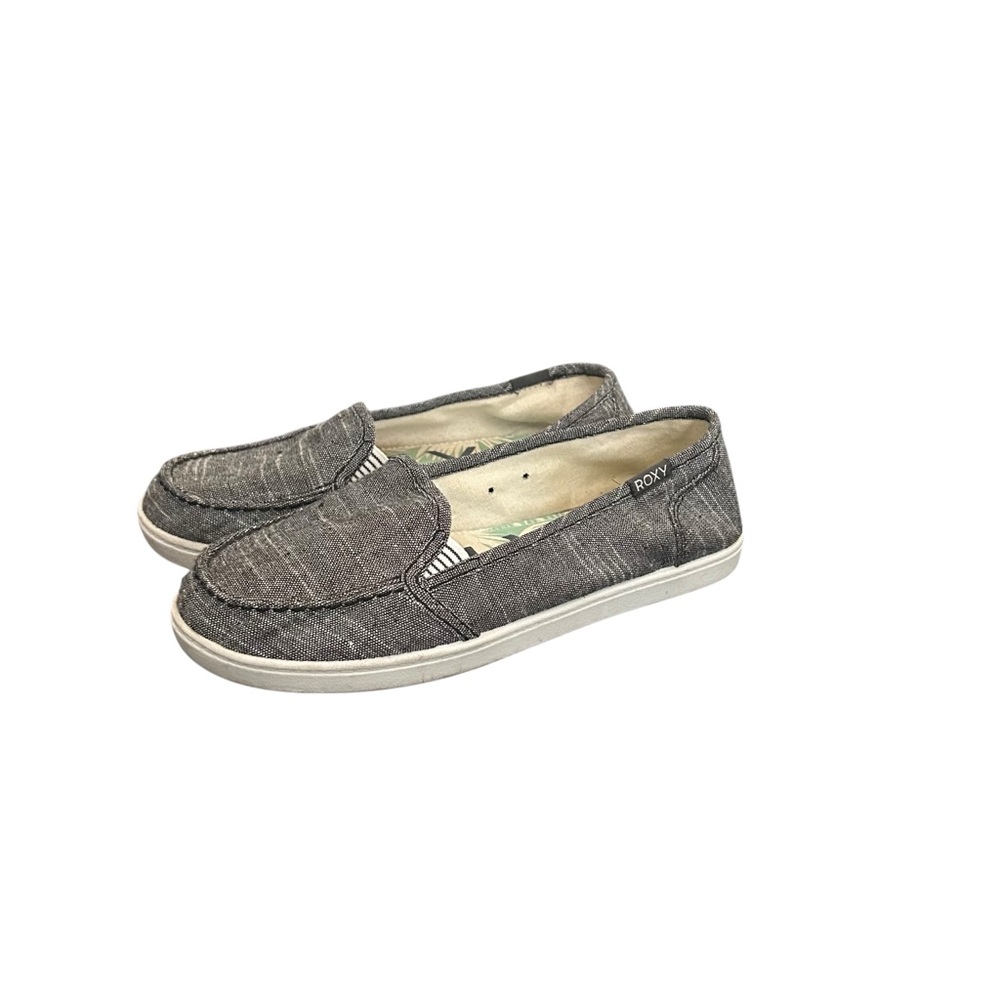 Roxy Women’s Slip-On Casual Shoes Gray Chambray Canvas Sneakers Size 7.5 - Picture 2 of 12
